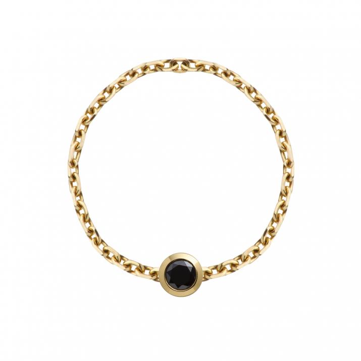 Anillo en cadena con 0.10ct de diamante negro en base de oro amarillo - Redline - 0++