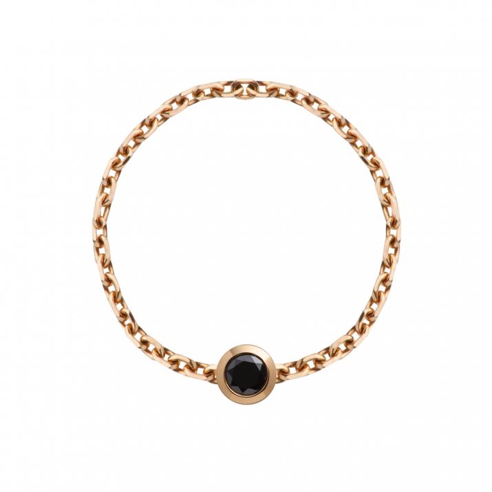 Anillo en cadena con 0.10ct de diamante negro en base de oro rosa - Redline - 0++