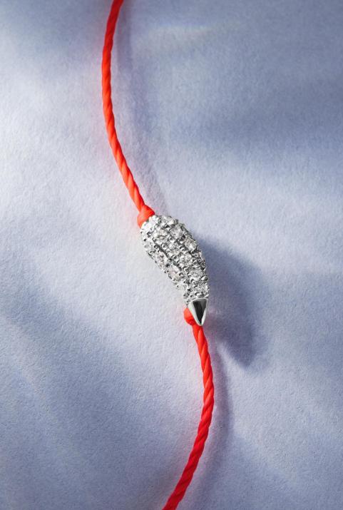 Pulsera Hilo Chofar Pavé Oro Blanco - Redline - 0++