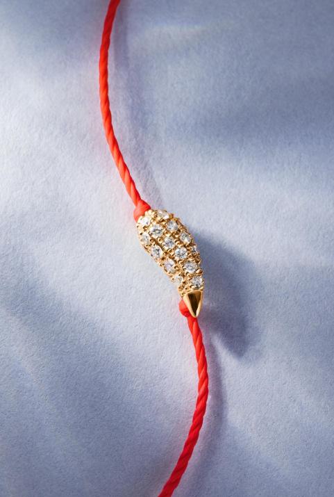 Pulsera Hilo Chofar Pavé Oro Rosa - Redline - 0++
