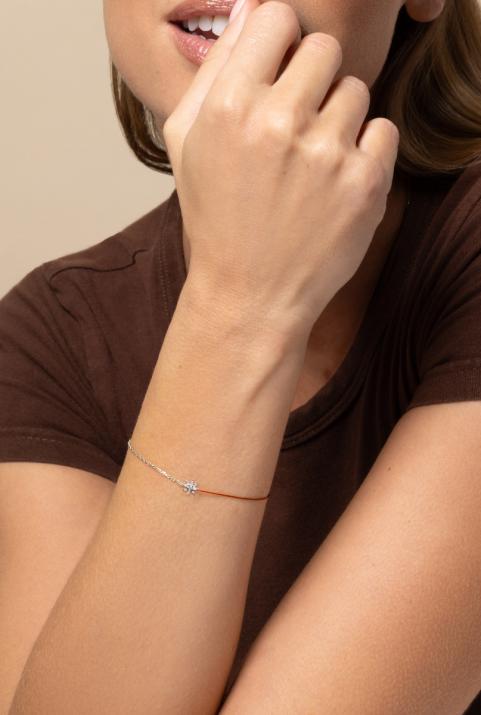 Pulsera Media Cadena Medio Hilo Lunova Oro Blanco - Redline - 0++