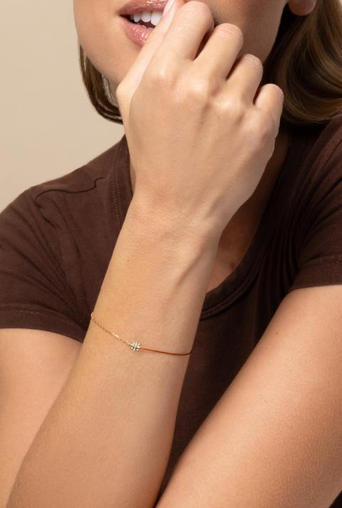 Pulsera Media Cadena Medio Hilo Lunova Oro Amarillo - Redline - 0++