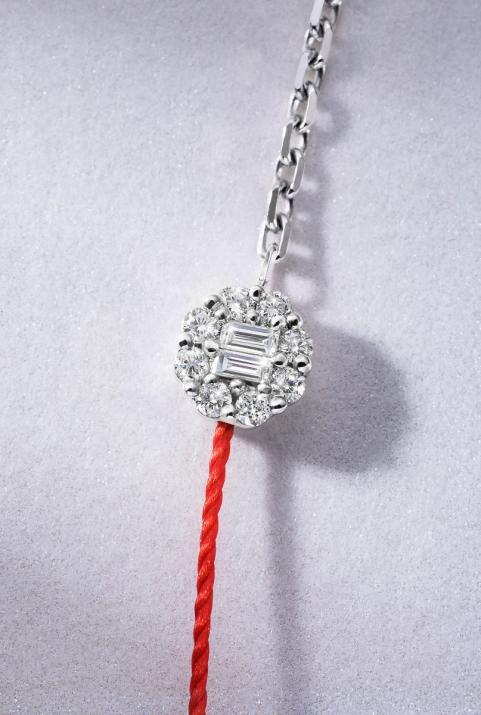 Pulsera Media Cadena Medio Hilo Melody Oro Blanco - Redline - 0++