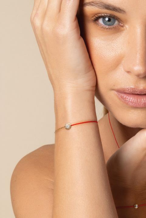 Pulsera Media Cadena Medio Hilo Melody Oro Amarillo - Redline - 0++