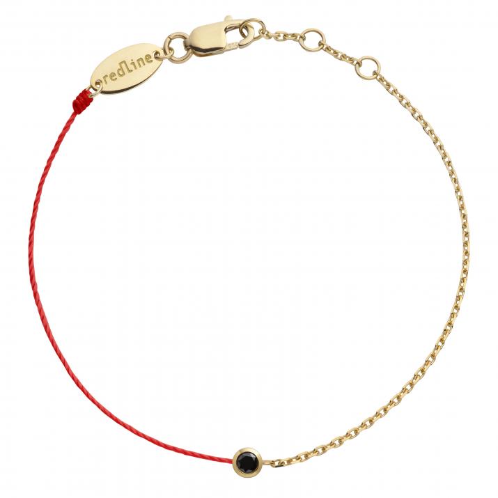 Pulsera en hilo y cadena con 0.10ct de diamante negro en base de oro amarillo - Redline - 0++