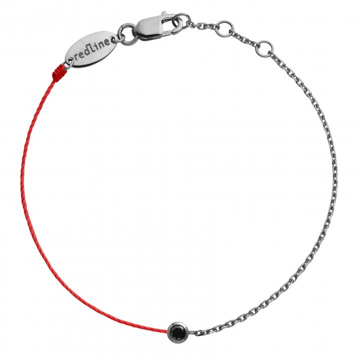 Pulsera en hilo y cadena con 0.10ct de diamante negro en base de oro negro - Redline - 0++