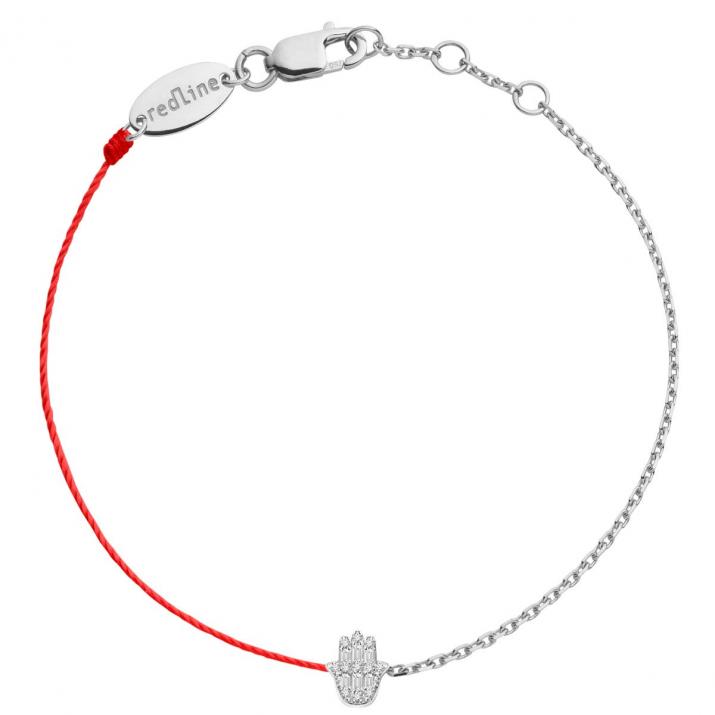 Pulsera Media Cadena Medio Hilo Manita Oro Blanco - Redline