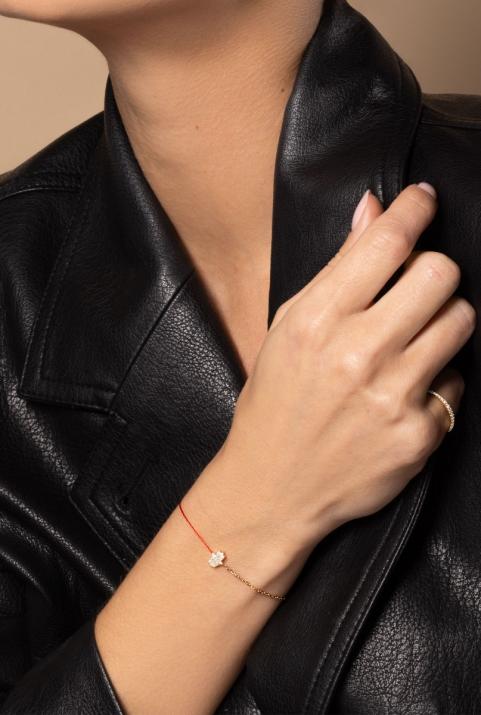 Pulsera Media Cadena Medio Hilo Manita Oro rosa - Redline - 0++