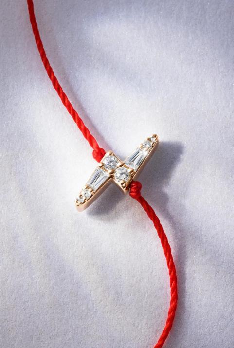 Pulsera todo hilo en oro rosa 18K con rayo de diamantes de 0,07 ct - Redline - 0++