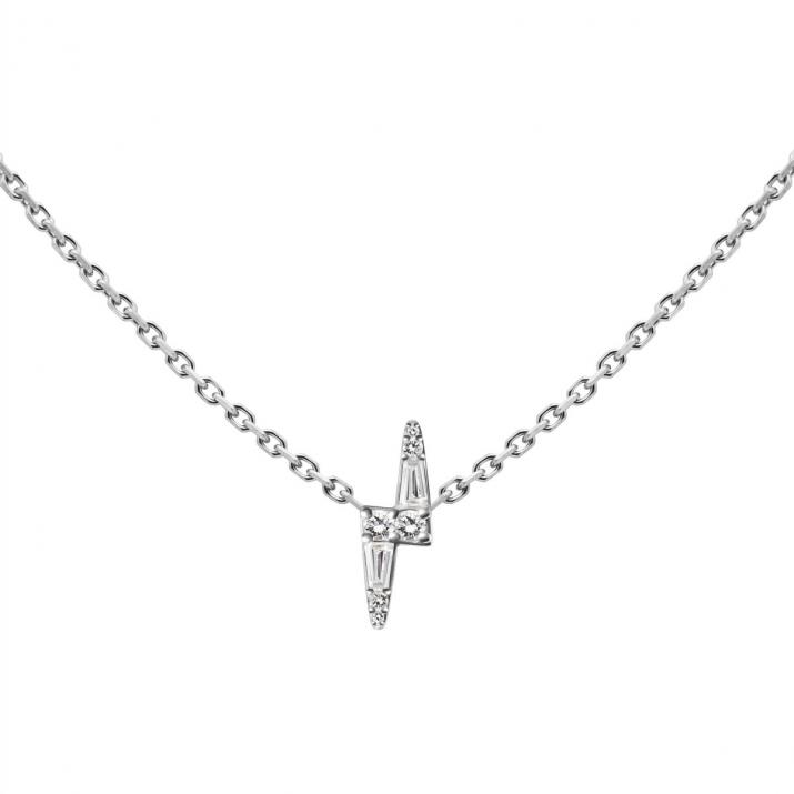 Collar de cadena en oro blanco 18K con rayo de diamantes de 0,07 ct - Redline