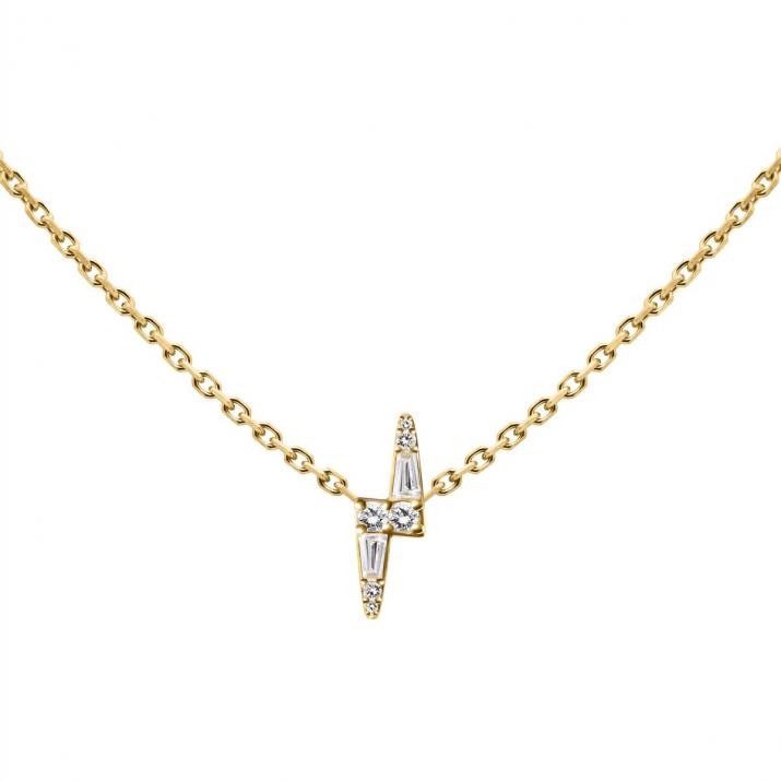 Collar de cadena en oro amarillo 18K con rayo de diamantes de 0,07 ct - Redline