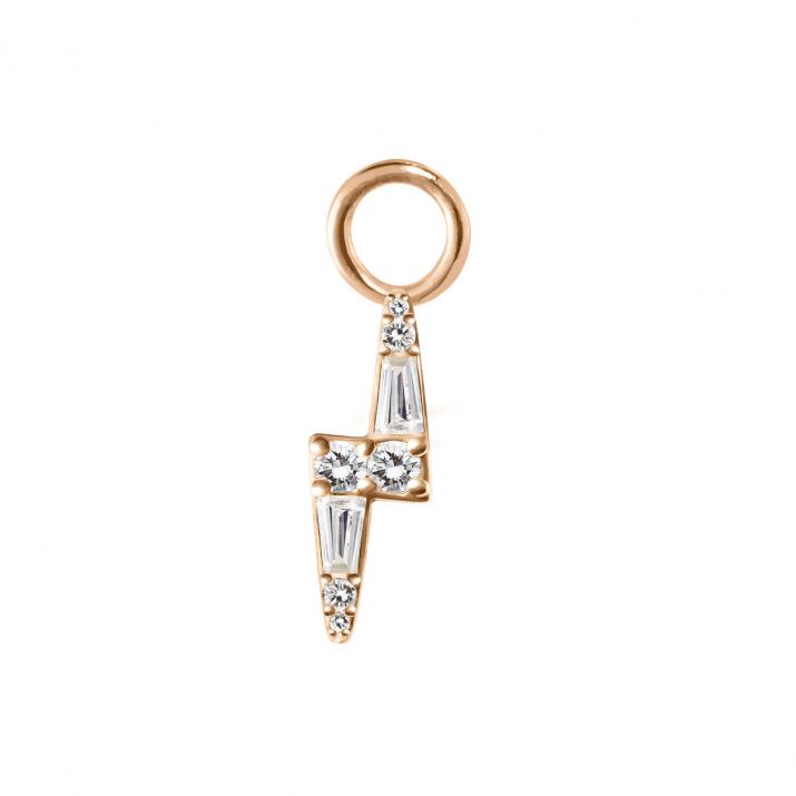 Charm de pendiente en oro rosa 18K, rayo de diamantes 0,07 ct, por unidad - Redline