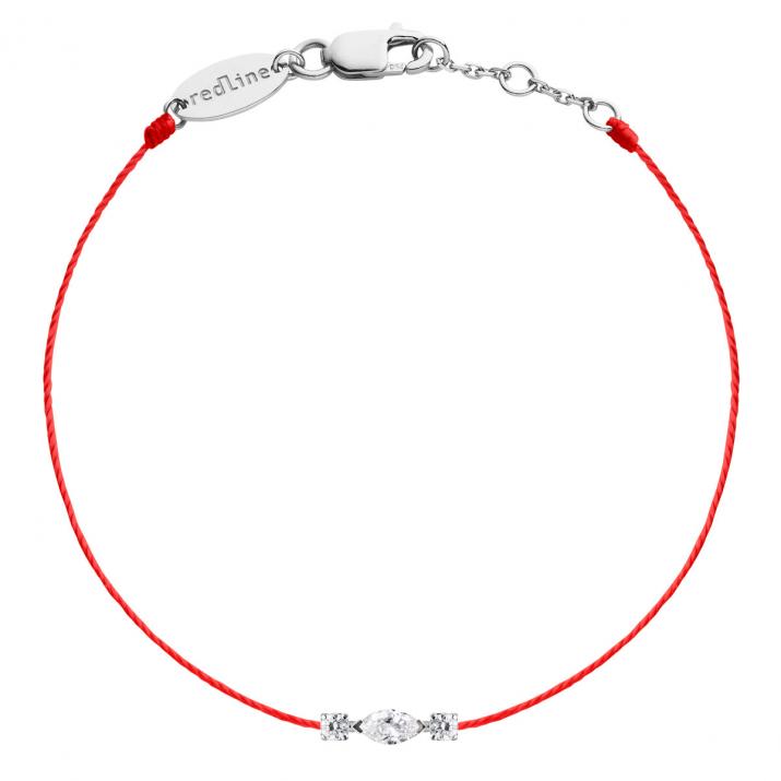 Pulsera de hilo en oro blanco 18K, diamante marquesa y redondos 0,12 quilates - Redline - 0++