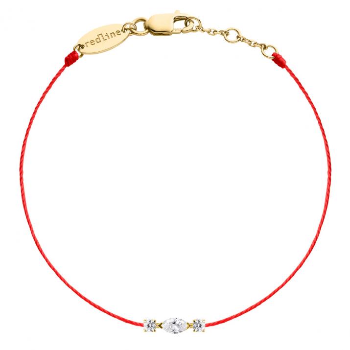 Pulsera de hilo en oro amarillo 18K, diamante marquesa y redondos 0,12 quilates - Redline - 0++
