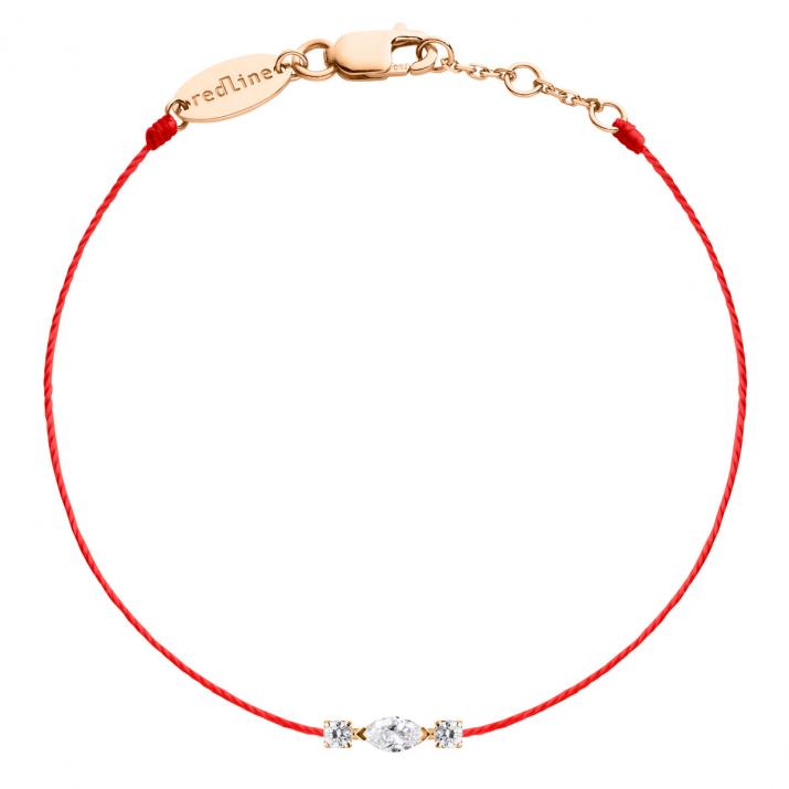 Pulsera de hilo en oro rosa 18K, diamante marquesa y redondos 0,12 quilates - Redline - 0++