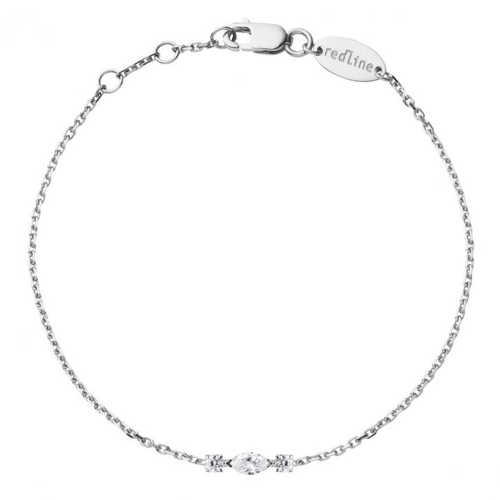 Pulsera de cadena en oro blanco 18K, diamante marquesa y redondos 0,12 quilates - Redline