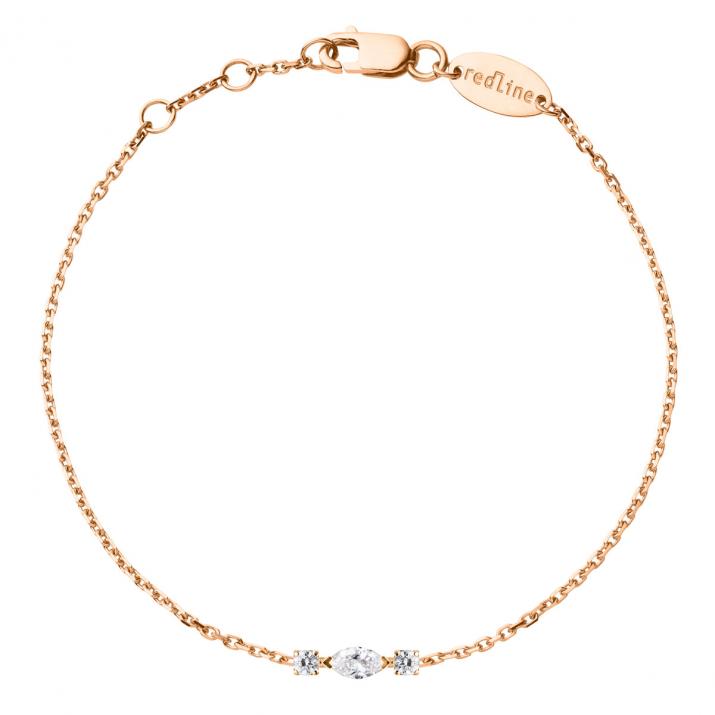 Pulsera de cadena en oro rosa 18K, diamante marquesa y redondos 0,12 quilates - Redline