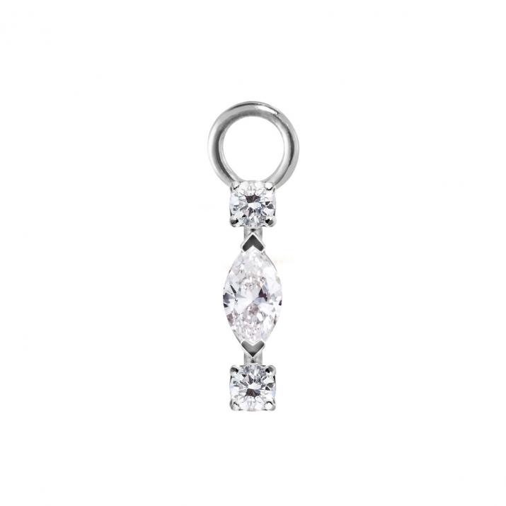 Charm de pendiente en oro blanco 18K, diamante marquesa y redondos 0,12 ct, por unidad - Redline