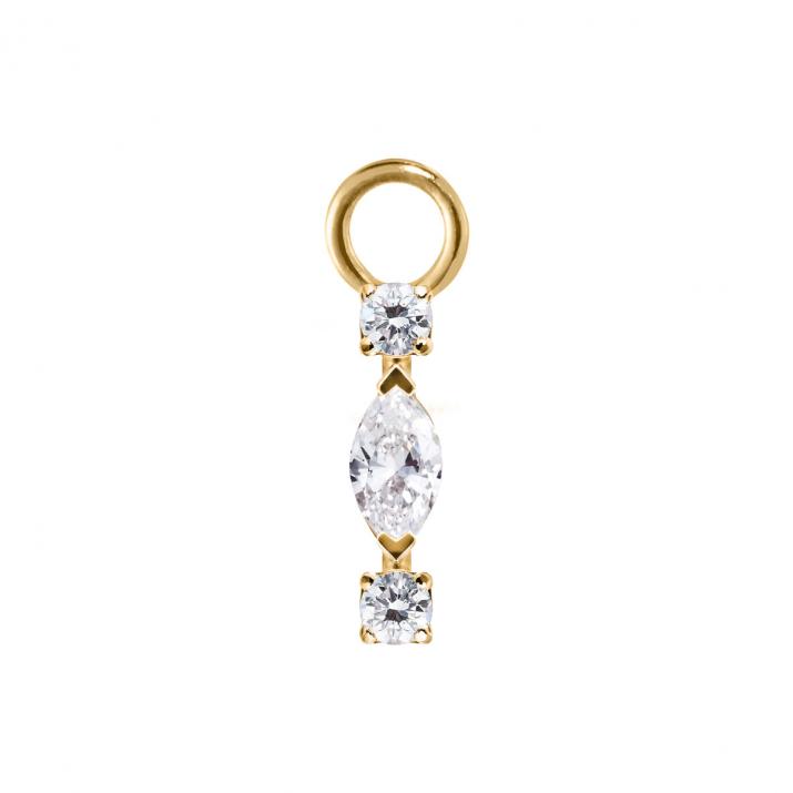 Charm de pendiente en oro amarillo 18K, diamante marquesa y redondos 0,12 ct, por unidad - Redline
