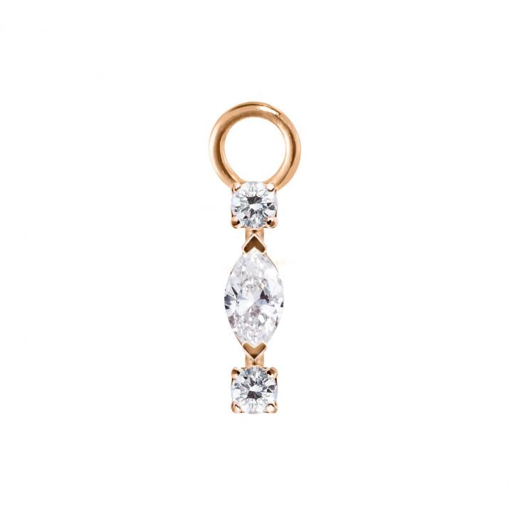 Charm de pendiente en oro rosa 18K, diamante marquesa y redondos 0,12 ct, por unidad - Redline