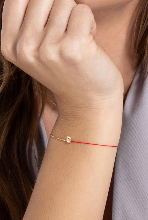 Pulsera Media Cadena Medio Hilo Mini Horse Oro Amarillo - Redline - 0++