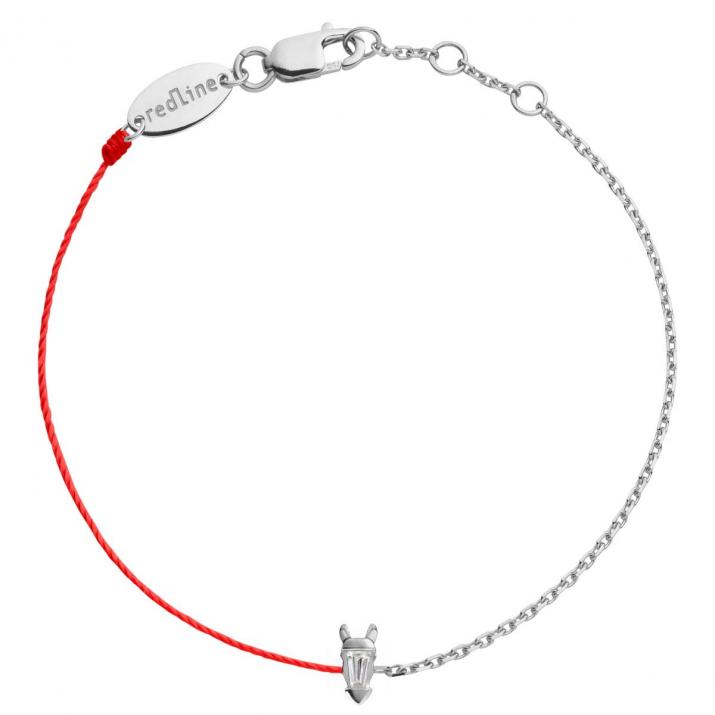 Pulsera Media Cadena Medio Hilo Lucky Horse Oro Blanco - Redline - 0++