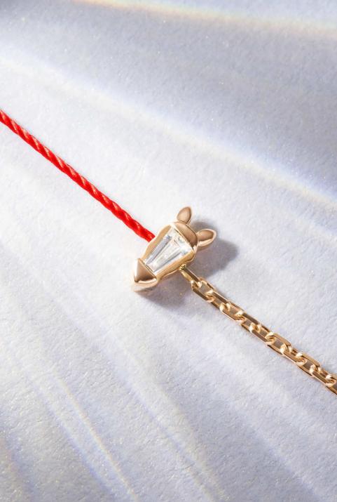 Pulsera Media Cadena Medio Hilo Lucky Horse Oro rosa - Redline - 0++