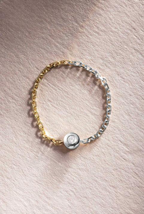 Anillo de Cadena Mini Pure bicolor Oro Blanco - Redline - 0++