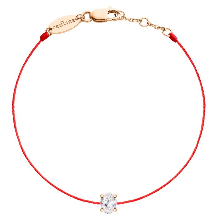 Pulsera todo hilo en oro rosa con diamante ovalado de 0,09 ct - Redline
