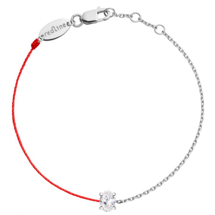 Pulsera medio hilo medio cadena en oro blanco con diamante ovalado de 0,09 ct - Redline