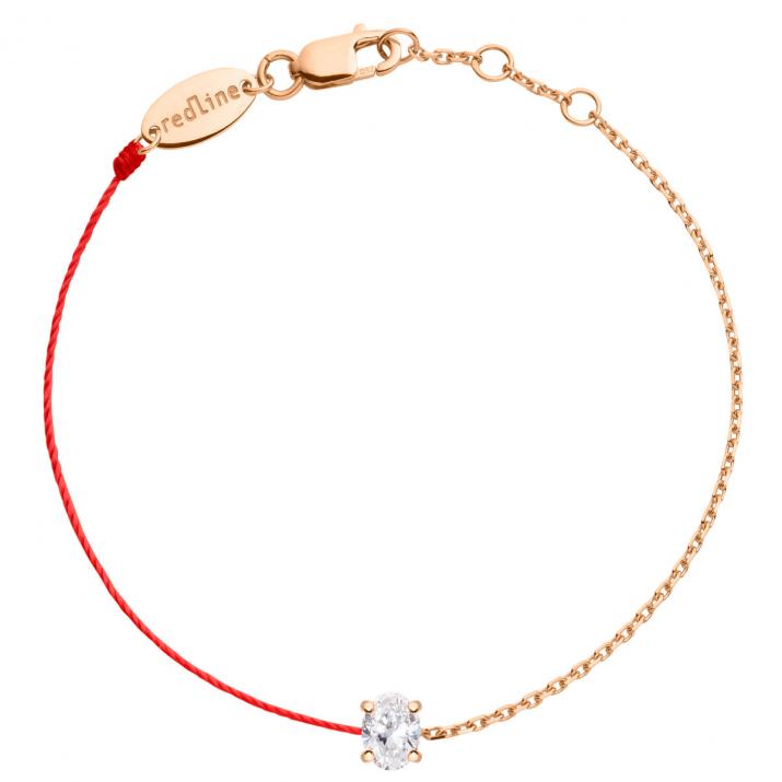 Pulsera medio hilo medio cadena en oro rosa con diamante ovalado de 0,09 ct - Redline