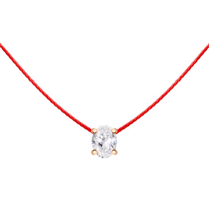 Collar todo hilo en oro rosa con diamante ovalado de 0,09 ct - Redline