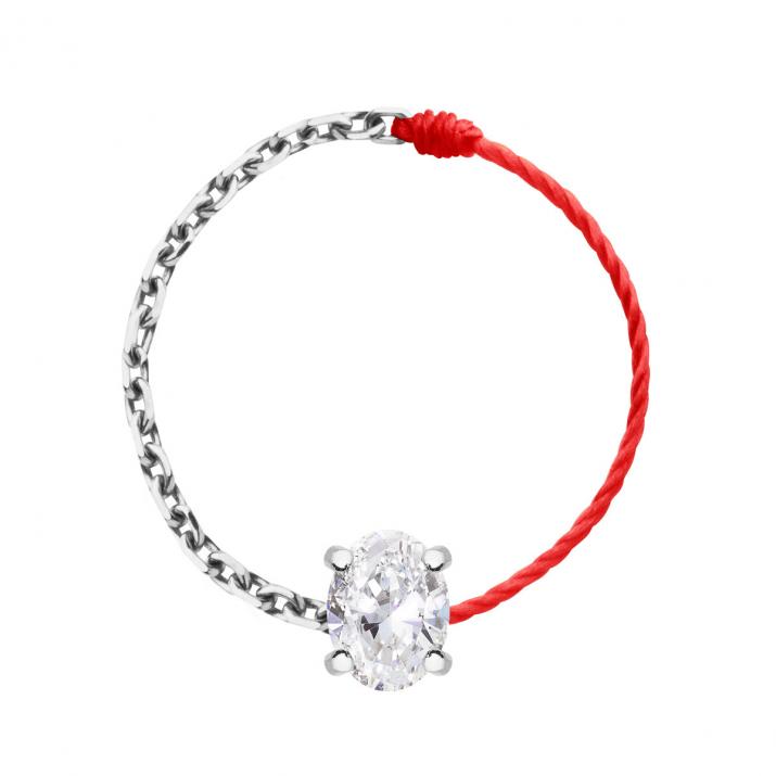 Anillo Mitad Hilo Mitad Cadena Baronne Oro Blanco - Redline