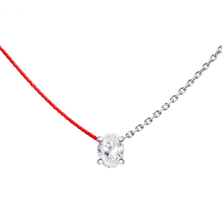 Collar Mitad Hilo Mitad Cadena Sa Baronne Oro Blanco - Redline