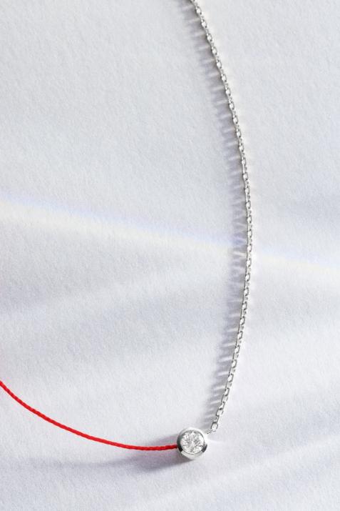 Collar hilo y cadena con diamante de 0.10ct en oro blanco - Redline - 0++