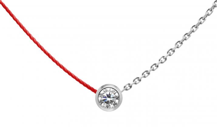 Collar hilo y cadena con diamante de 0.10ct en oro blanco - Redline - 0++