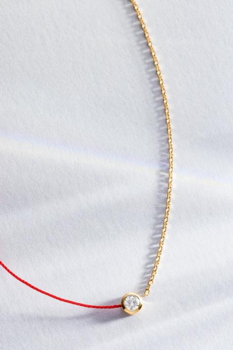 Collar hilo y cadena con diamante de 0.10ct en oro amarillo - Redline - 0++