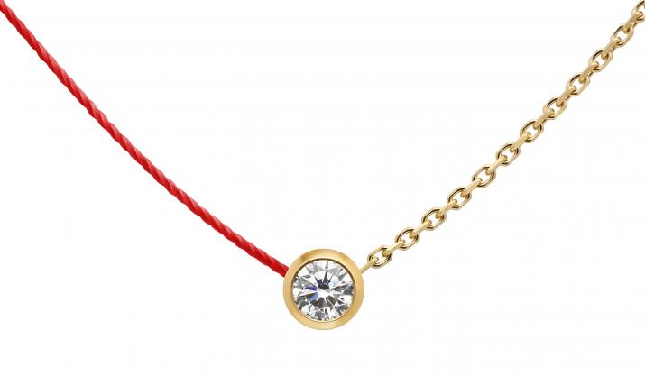 Collar hilo y cadena con diamante de 0.10ct en oro amarillo - Redline - 0++