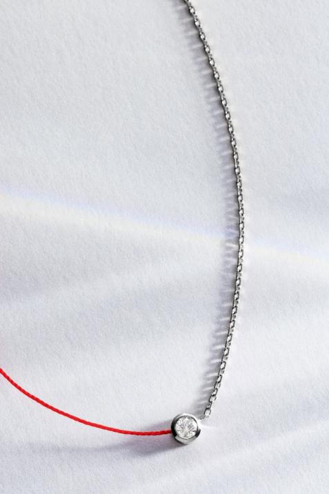 Collar hilo y cadena con diamante de 0.10ct en oro negro - Redline - 0++