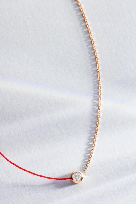 Collar hilo y cadena con diamante de 0.10ct en oro rosa - Redline - 0++