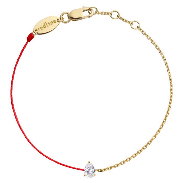 Pulsera en hilo y cadena con diamante de 0.10ct en base de oro amarillo - Redline - 0++