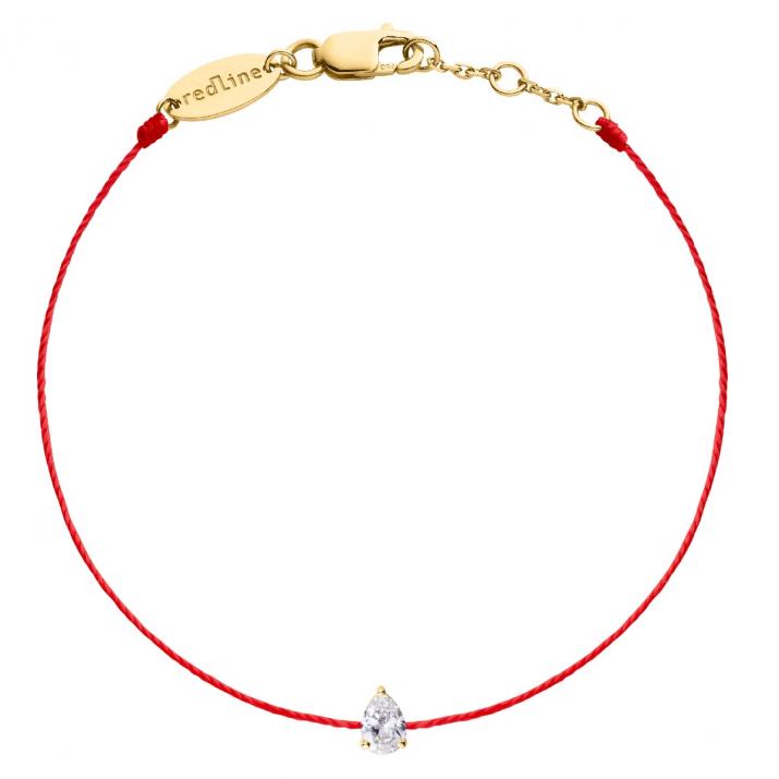 Pulsera en hilo con diamante pera de 0.10ct en base de oro amarillo - Redline - 0++