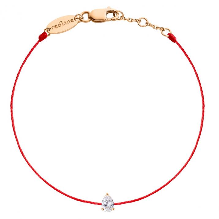 Pulsera en hilo con diamante pera de 0.10ct en base de oro rosa - Redline - 0++