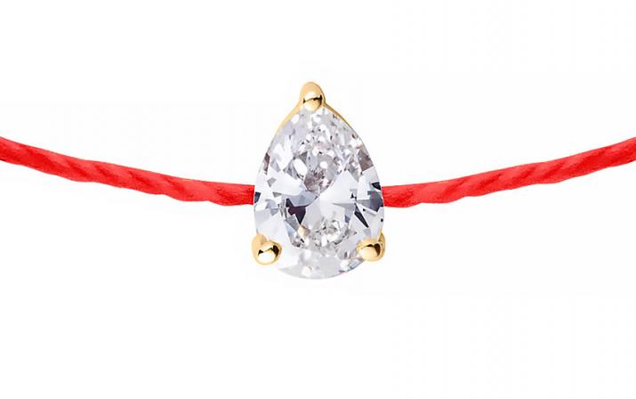 Pulsera en hilo con diamante pera de 0.10ct en base de oro amarillo - Redline - 0++