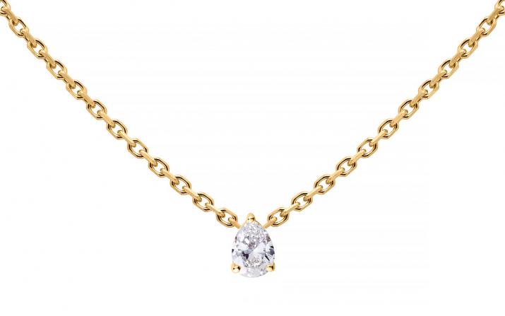 Collar en cadena con diamante pera de 0.10ct en base de oro amarillo - Redline - 0++