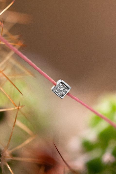 Pulsera Amy con hilo de diamante de 0,02 quilates y cuadrado de oro rosa - Redline - 0++