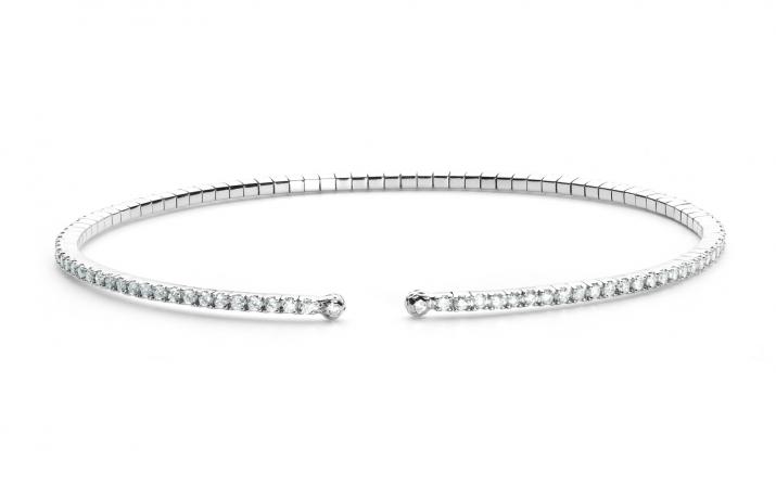Bangle bracelet with 0.91ct diamonds in white gold prong setting - Redline - 0++