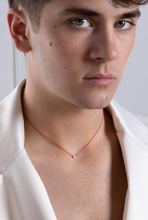 Collar hilo con diamante de 0.10ct en oro blanco - Redline - 0++
