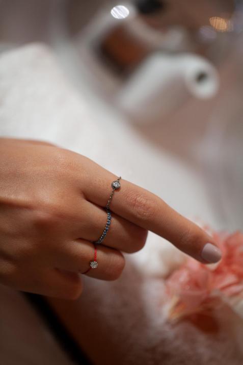 Anillo en cadena con diamante de 0.10ct en oro negro - Redline - 0++