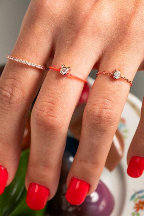 Cadena Mini Pure Cat y anillo de diamantes en oro rosa - Redline - 0++